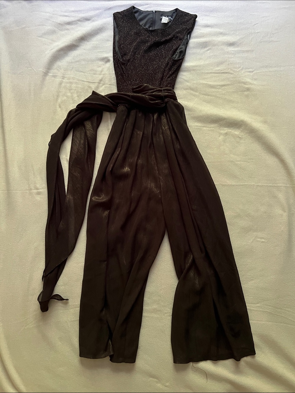 Night Way Collections Black Sleeveless Jumpsuit with Waist Sash